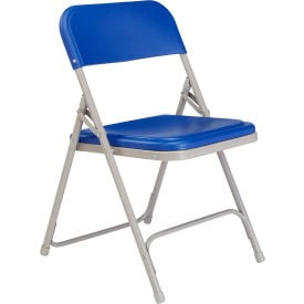 National Public Seating Plastic Folding Chair - Blue Seat/Gray Frame
