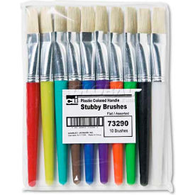 Charles Leonard 73290 Stubby Brush Set Natural Bristle Flat 10/Set
