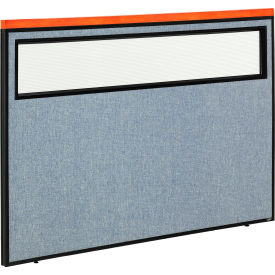 Interion® Deluxe Office Partition Panel with Partial Window 60-1/4""W x 43-1/2""H Blue