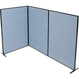 Interion® Freestanding 3-Panel Corner Room Divider 48-1/4""W x 72""H Panels Blue