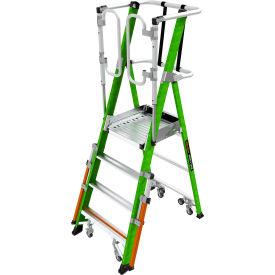 Little Giant® Safety Cage Platform Ladder w/ Wheels 4' Type IAA 4 Step 375 lb. Capacity