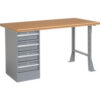Global Industrial™ 60""W x 30""D Pedestal Workbench - 4 Drawers Shop Top Safety Edge - Gray