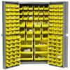Global Industrial™ 16-Gauge Deep Door Bin Cabinet 132 Yellow Bins 38"" x 24"" x 72"" Assembled