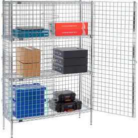 Nexel® 1-Tier 2 Door Security Wire Shelving Unit 2 Shelf 48""Wx14""Dx66""H Chrome Unassembled