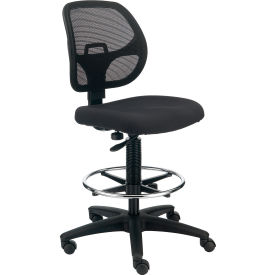 Interion® Armless Mesh Drafting Stool - Fabric - Black