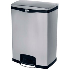 Rubbermaid® Slim Jim® 1901999 Stainless Steel Step On Can Front Step 24 Gallon - Black