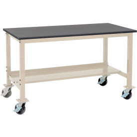 Global Industrial™ Mobile Lab Workbench 72 x 36"" Phenolic Safety Edge Tan