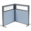 Interion® Freestanding 2-Panel Corner Room Divider w/Partial Window 36-1/4""W x 42""H Panels Blue