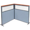 Interion® Deluxe Freestanding 2-Panel Corner Divider w/Partial Window 60-1/4""W x 61-1/2""H Blue