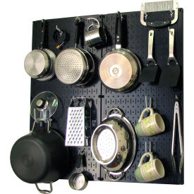 Wall Control Kitchen Pegboard Pack Storage & Organization Kit Black/White 32"" X 32"" X 6""