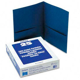 Twin Pocket Leatherette-Grained Portfolios Royal Blue 25/Box
