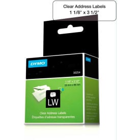 DYMO® LW Address Labels 1 1/8"" x 3 1/2"" Black on Clear