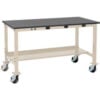 Global Industrial™ Mobile Lab Workbench 72 x 30"" Power Outlets Phenolic Safety Edge Tan