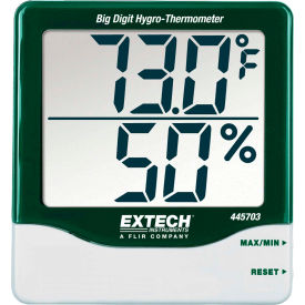 Extech 445703 Big Digit Hygro-Thermometer Green/White 445703 Wall Mount AAA battery