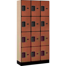 Salsbury 4-Tier 12 Door Designer Wood Locker 36""W x 15""D x 76""H Cherry Partially Assembled