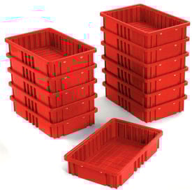 Global Industrial™ Plastic Dividable Grid Container 16-1/2""L x 10-7/8""W x 3-1/2""H Red