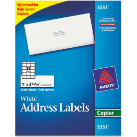 Avery® Self-Adhesive Address Labels for Copiers 1 x 2-13/16 White 3300/Box