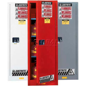 Justrite 36 Gallon 1 Door Self-Close Slimline Flammable Cabinet 23-1/4""W x 18""D x 65""H Red