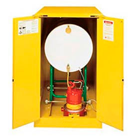 Justrite® Drum Cabinet 55 Gal. Capacity Horizontal Manual Close Flammable W/ Drum Rollers