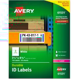 Avery® Permanent ID Labels with TrueBlock Technology Laser 3-1/4""  x 8-3/8""  150/Pack