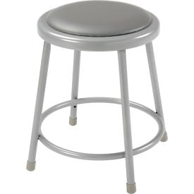 Interion® 18""H Steel Work Stool with Vinyl Seat - Backless - Gray - Pack of 2