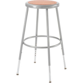 Interion® Steel Shop Stool with Hardboard Seat  Adjustable Height 25""-33"" - Gray - Pack of 2