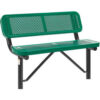 Global Industrial™ 4' Outdoor Steel Bench w/ Backrest Perforated Metal In Ground Mount Green