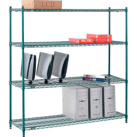 Nexel® 4 Shelf Poly-Green® Wire Shelving Unit Starter 60""W x 14""D x 63""H