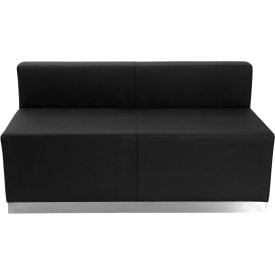 Flash Furniture Armless Modular Loveseat - Leather - Black - Hercules Alon Series