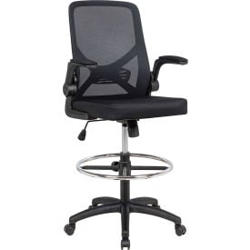 Interion® Mesh Back Task Stool w/ Flip-Up Arms Black
