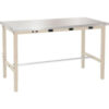 Global Industrial™ 72 x 30 Adj. Height Workbench - Power Apron Stainless Steel Square Edge Tan