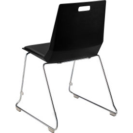 NPS® LuvraFlex Chair Poly Back/Padded Chrome Frame Black/Black Seat