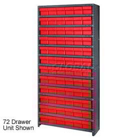 Quantum CL1275-801 Closed Shelving Euro Drawer Unit - 36x12x75 - 36 Euro Drawers Red