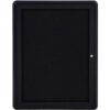 Ghent Ovation Enclosed Bulletin Board 1 Door 24""W x 34""H Black Fabric/Black Frame