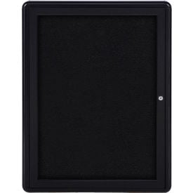 Ghent Ovation Enclosed Bulletin Board 1 Door 24""W x 34""H Black Fabric/Black Frame
