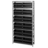 Quantum QSBU-245 Steel Shelving With 24 Giant Stacking Bins Black 12x36x75