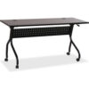Lorell Mobile 60"" Flip Top Training Table - Espresso/Black