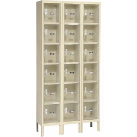 Global Industrial™ 6-Tier 18 Door Clear View Locker 36""W x 18""D x 78""H Tan Unassembled