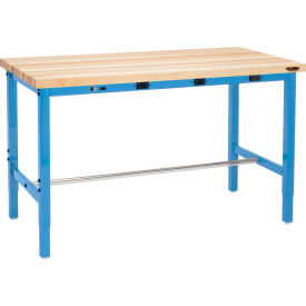 Global Industrial™ 60 x 24 Adjustable Height Workbench - Power Apron Maple Square Edge Blue