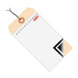 Global Industrial™ 3 Part Carbon Inv. Tag 0-499 Pre Wired#8 6-1/4""L x 3-1/8""W 500/Pk