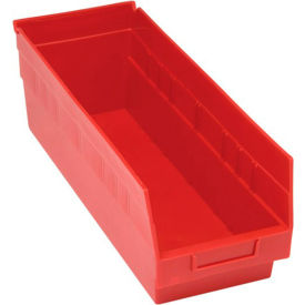 Plastic Nesting Storage Shelf Bin QSB204 6-5/8""W x 17-7/8""L x 6""H Red