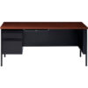 Hirsh Industries® Steel Desk - Single Left Pedestal - 30 x 66 - Black/Walnut - HL10000 Series