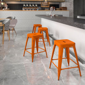 Flash Furniture 24""H Backless Counter Height Stool - Metal - Orange