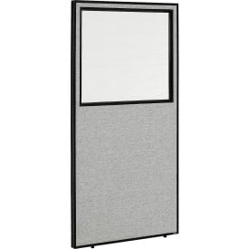 Interion® Office Partition Panel with Partial Window 36-1/4""W x 72""H Gray