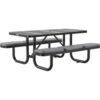 Global Industrial™ 6' Rectangular Picnic Table w/ Seat Cushions Perforated Metal Black