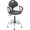 Interion® Shop Stool with Armrest - Polyurethane - 4 Way Adjustable - Black