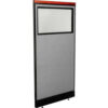 Interion® Deluxe Office Partition Panel w/Partial Window & Pass-Thru Cable 36-1/4Wx101-1/2H GRY