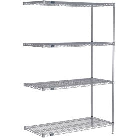 Nexel® 4 Shelf Nexelate® Silver Epoxy Wire Shelving Unit Add On 60""W x 36""D x 54""H