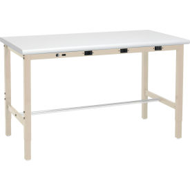 Global Industrial™ 72 x 30 Adjustable Height Workbench - Power Apron ESD Safety Edge Tan