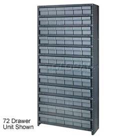 Quantum CL1275-801 Closed Shelving Euro Drawer Unit - 36x12x75 - 36 Euro Drawers Gray